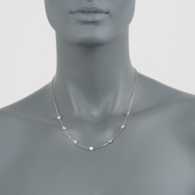 3.50 ct. t.w. CZ Station Necklace in 14kt White Gold &mdash; Alt Image 3