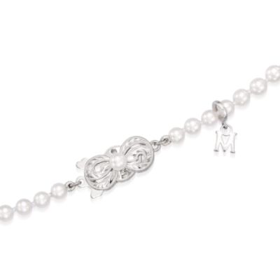 Mikimoto 7x4mm A1 Akoya Pearl Necklace & Studs Boxed Set in 18kt White Gold. 17" &mdash; Alt Image 3