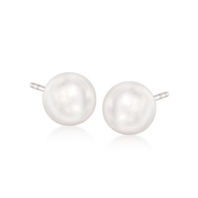 Mikimoto 7x4mm A1 Akoya Pearl Necklace & Studs Boxed Set in 18kt White Gold. 17" &mdash; Alt Image 4