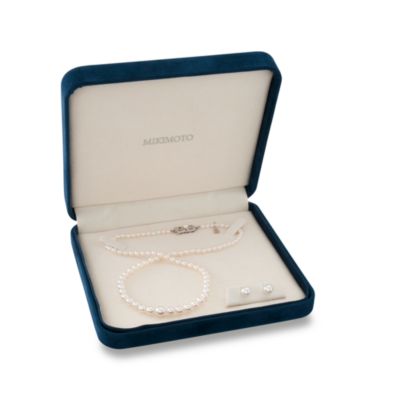 Mikimoto 7x4mm A1 Akoya Pearl Necklace & Studs Boxed Set in 18kt White Gold. 17" &mdash; Alt Image 5