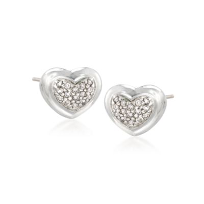 Scott Kay .24 ct. t.w. Diamond Heart Earrings in Sterling Silver &mdash; Alt Image 1