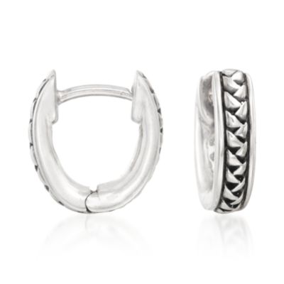 Scott Kay Basketweave and Heart Charm Earrings in Sterling Silver &mdash; Alt Image 3