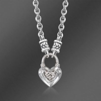 Scott Kay Sterling Silver Heart Pendant Necklace With Diamonds. 16" &mdash; Alt Image 1