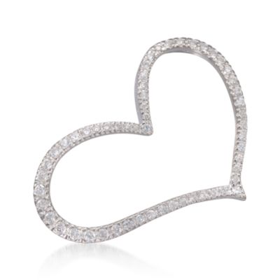 1.15 ct. t.w. CZ Asymmetrical Heart Pin in Sterling Silver &mdash; Alt Image 1