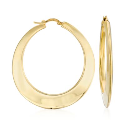 14kt Yellow Gold Italian Hoop Earrings &mdash; Alt Image 1