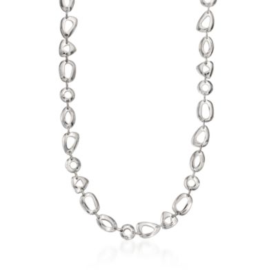 Zina Sterling Silver Open Geometric Link Necklace. 17" &mdash; Alt Image 1