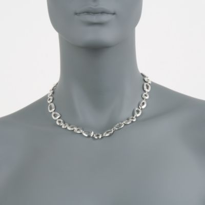 Zina Sterling Silver Open Geometric Link Necklace. 17" &mdash; Alt Image 2