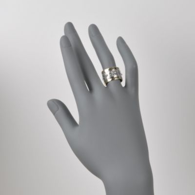 14kt Yellow Gold and Sterling Silver Etched Ring . Size 5 &mdash; Alt Image 2
