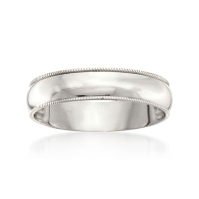 Men's 5mm 14kt White Gold  Millegrain Wedding Ring &mdash; Alt Image 1