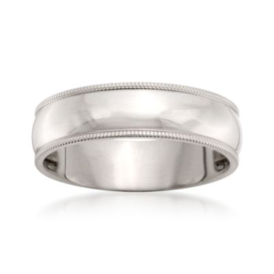 Men's 6mm 14kt White Gold Millegrain Wedding Ring &mdash; Alt Image 1