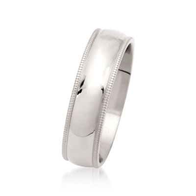 Men's 6mm 14kt White Gold Millegrain Wedding Ring &mdash; Alt Image 2