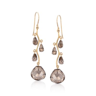 27.50 ct. t.w. Smoky Quartz Earrings In 14kt Yellow Gold &mdash; Alt Image 1