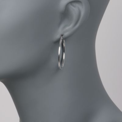 Roberto Coin 18kt White Gold Hoop Earrings &mdash; Alt Image 2