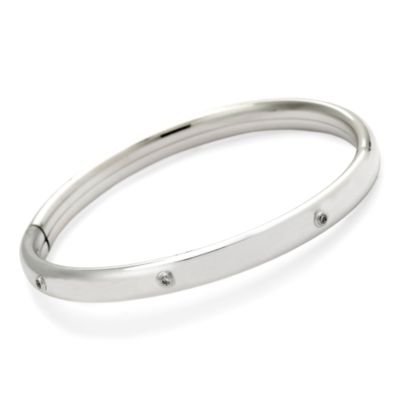 Child's Sterling Silver Diamond Accent Bangle Bracelet. 4.5" &mdash; Alt Image 1