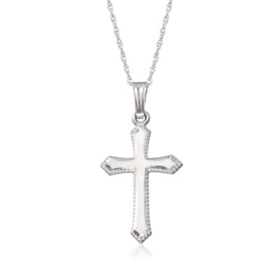 14kt White Gold Cross Necklace. 18" &mdash; Alt Image 1