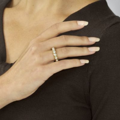 4mm Cultured Pearl Eternity Band In 14kt Yellow Gold &mdash; Alt Image 3