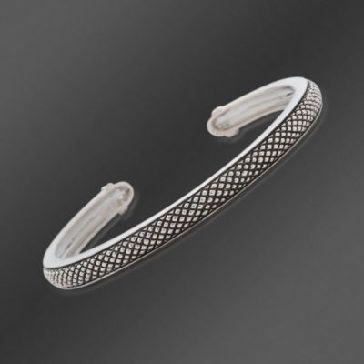 Andrea Candela Textured Sterling Cuff Bracelet 7" &mdash; Alt Image 1