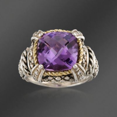Andrea Candela 4.00 Carat Amethyst and Diamond Ring in Two-Tone. Size 7 &mdash; Alt Image 1