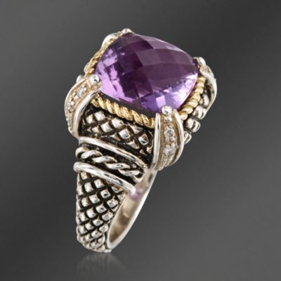 Andrea Candela 4.00 Carat Amethyst and Diamond Ring in Two-Tone. Size 7 &mdash; Alt Image 2