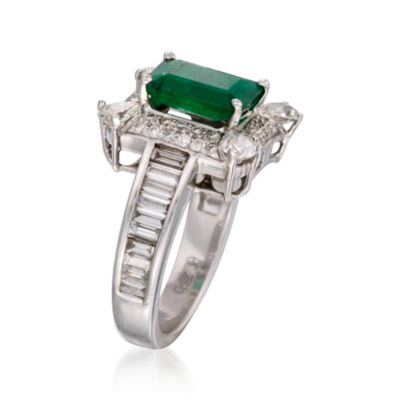 3.95 Carat Emerald and 1.75 ct. t.w. Diamond Ring in 18kt White Gold &mdash; Alt Image 3
