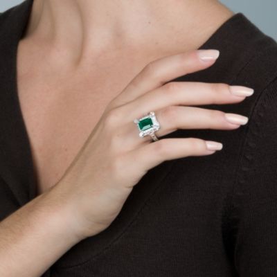 3.95 Carat Emerald and 1.75 ct. t.w. Diamond Ring in 18kt White Gold &mdash; Alt Image 4