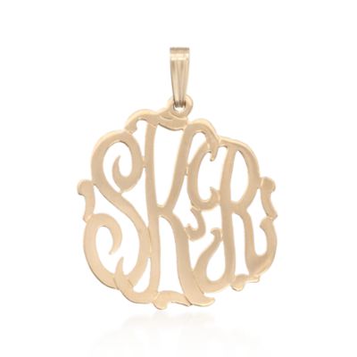 14kt Yellow Gold Fancy Script Monogrammed Pendant  &mdash; Alt Image 1