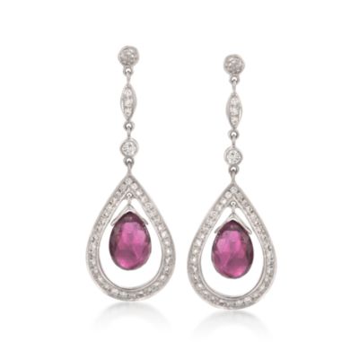 7.52 ct. t.w. Pink Tourmaline Post Earrings With 1.18 ct. t.w. Diamonds in 18kt White Gold &mdash; Alt Image 1