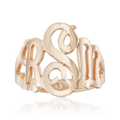 Script Monogrammed Ring in 14kt Yellow Gold &mdash; Alt Image 1