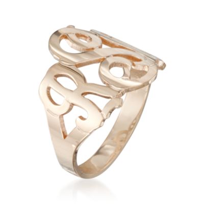 Script Monogrammed Ring in 14kt Yellow Gold &mdash; Alt Image 3