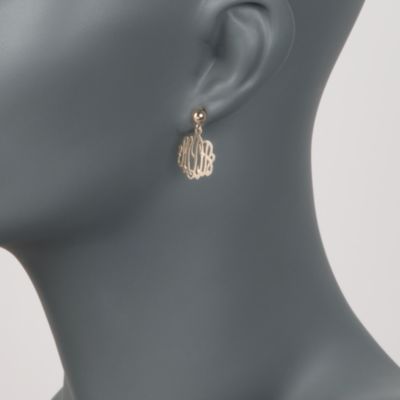 14kt Yellow Gold Monogram Dangle Earrings &mdash; Alt Image 2