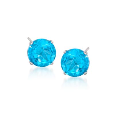 4.00 ct. t.w. Blue Topaz Stud Earrings In 14kt White Gold &mdash; Alt Image 1
