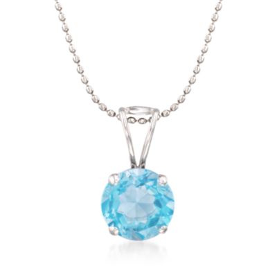 2.00 Carat Blue Topaz Necklace in 14kt White Gold 16" &mdash; Alt Image 1