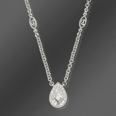 Charriol .21 ct. t.w. Diamond Necklace In 18kt White Gold. 16" &mdash; Alt Image 1