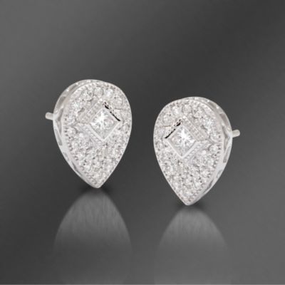Charriol .40 ct. t.w. Teardrop Diamond Earrings In 18kt White Gold  &mdash; Alt Image 1