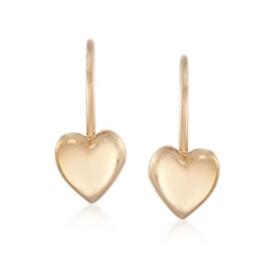 Child's 14kt Yellow Gold Heart Earrings &mdash; Alt Image 1