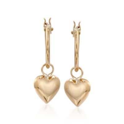 Child's 14kt Yellow Gold Heart Hoop Earrings. Hoop Earrings &mdash; Alt Image 1
