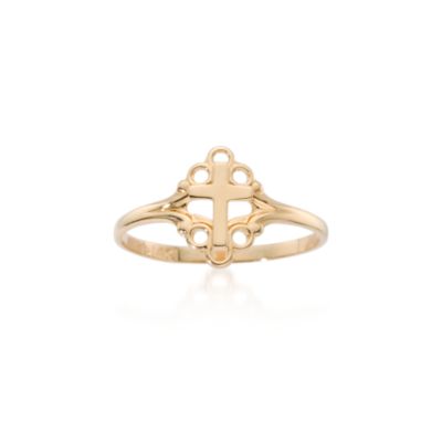 Child's 14kt Yellow Gold Cross Ring. Size 4 &mdash; Alt Image 1