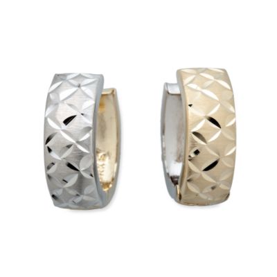 14kt Two-Tone Gold Diamond-Cut Reversible Hoop Earrings  &mdash; Alt Image 2