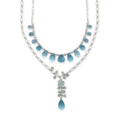 33.50 ct. t.w. Blue Topaz and 6.50 ct. t.w. Aquamarine Necklace in Sterling Silver &mdash; Alt Image 1