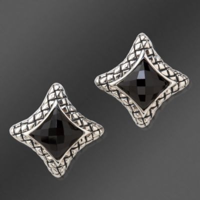 Scott Kay Basket Weave 10mm Onyx Earrings  &mdash; Alt Image 1