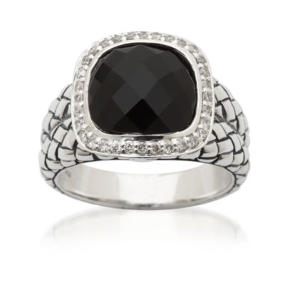 Scott Kay Black Onyx and .20 ct. t.w. Diamond Ring in Sterling Silver. Size 7 &mdash; Alt Image 1
