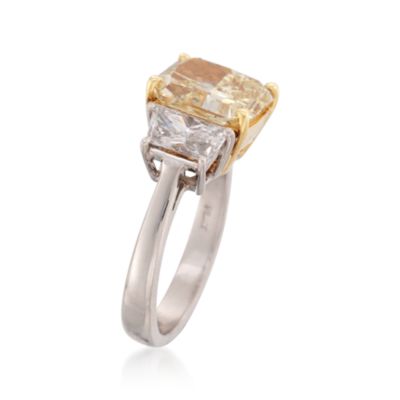 4.53 Carat Fancy Yellow Diamond Ring With 1.40 ct. t.w. Side Diamonds in Platinum and 18kt Yellow Gold &mdash; Alt Image 3