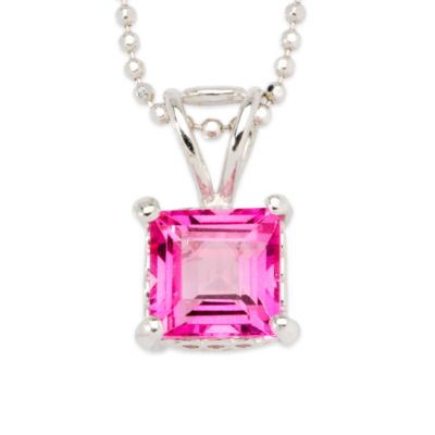 1.35 Carat Pink Topaz Necklace In 14kt White Gold &mdash; Alt Image 1