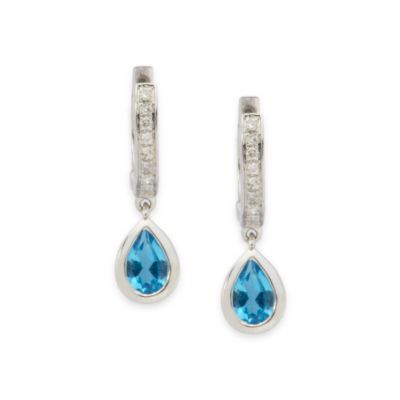 .90 ct. t.w. Blue Topaz With Diamond Accent Drop Earrings In 14kt White Gold  &mdash; Alt Image 1