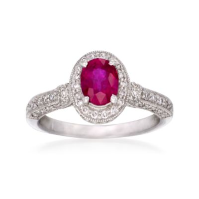 1.05 Carat Ruby and .50 ct. t.w. Diamond Ring in 18kt White Gold. Size 7 &mdash; Alt Image 1