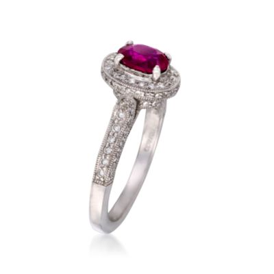 1.05 Carat Ruby and .50 ct. t.w. Diamond Ring in 18kt White Gold. Size 7 &mdash; Alt Image 3