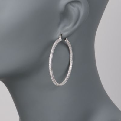 2.00 ct. t.w. CZ In-And-Out Hoop Earrings in Sterling Silver - Large &mdash; Alt Image 2