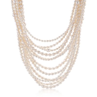 4-9mm Multi-Row Pearl Necklace With Sterling Silver Clasp. 18" &mdash; Alt Image 1