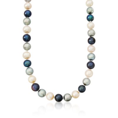 8-10mm Multicolored Cultured Pearl Necklace With 14kt Yellow Gold Clasp &mdash; Alt Image 1
