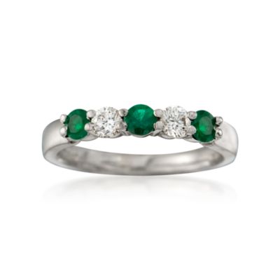.40 ct. t.w. Emerald Wedding Ring With .30 ct. t.w. Diamonds In 18kt White Gold &mdash; Alt Image 1